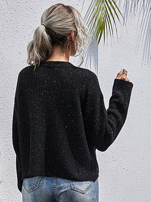 New style lazy style knitted forest style solid color dot long - sleeved sweater jacket - Outerwear